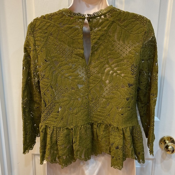 Gorman 10(AU) Fern Green Lacey 3/4 sleeve blouse - Picture 2 of 5